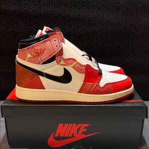 Nike Air Jordan 1 Retro High OG Spiderman Red Black DV1753-601 Size 7Y
